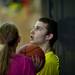 Univerisity of Michigan basketball player Nik Stauskas sits with youth campers during games on Tuesday, July 9. Daniel Brenner I AnnArbor.com